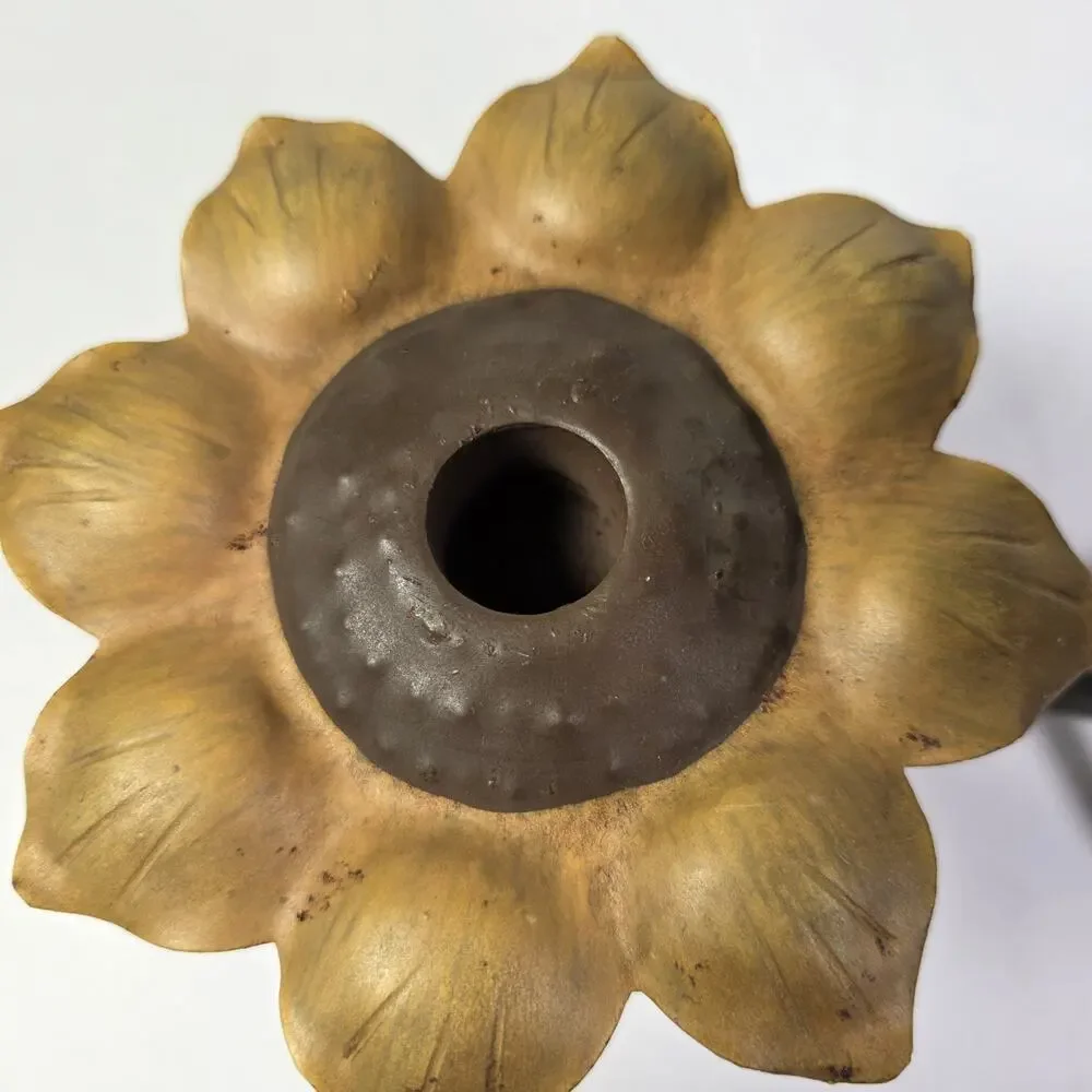 Vintage Midwest of Cannon Falls Sunflower Bird Metal Candle Holders Set 2
